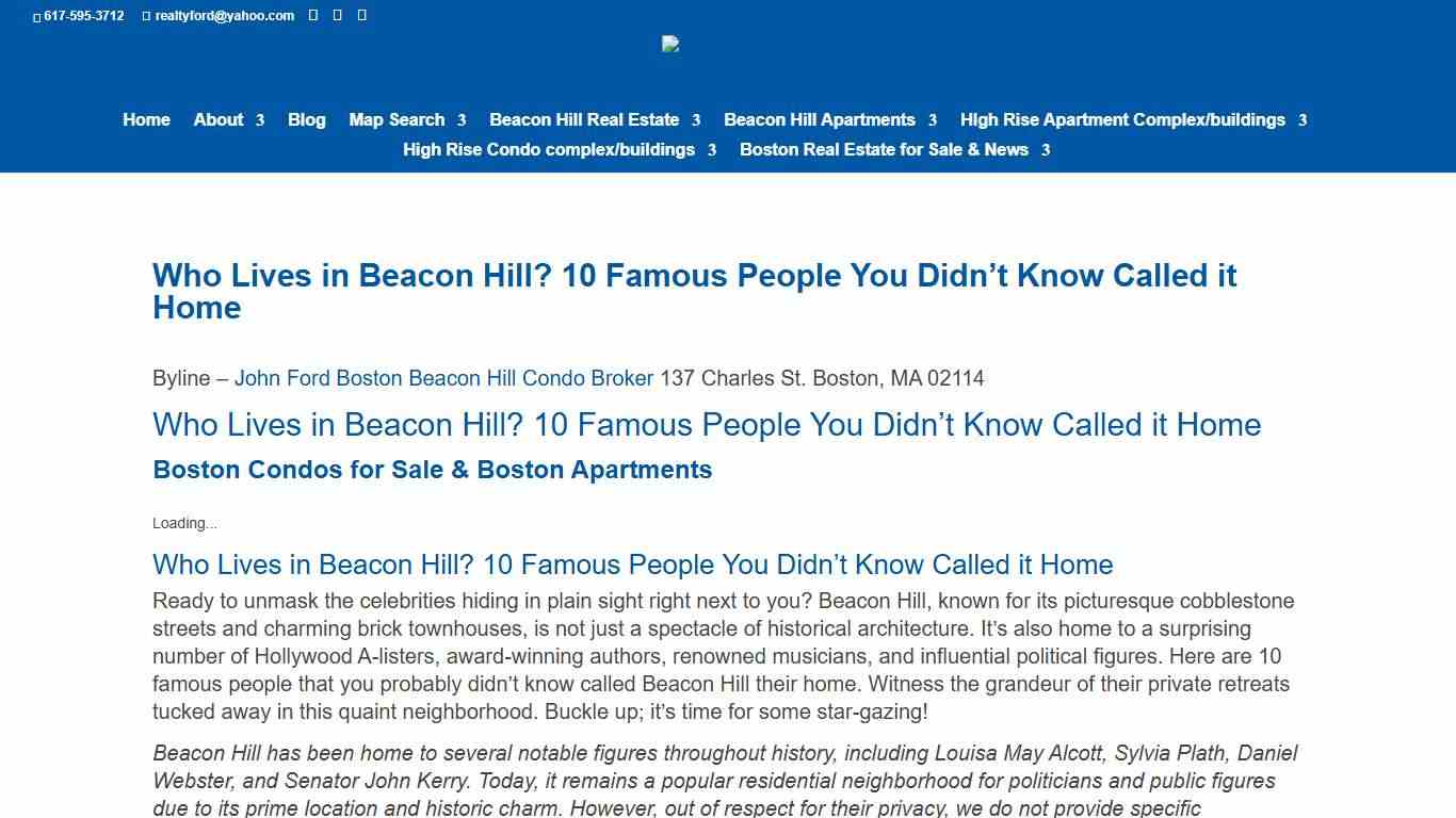 Who Lives In Beacon Hill? 10 Famous People You Didn't Know Called It Home Boston Condos For Sale Ford Realty